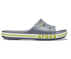 Crocs Bayaband Slides pre mužov, 45-46 EU, M11, Šlapky, Sandále, Papuče, Charcoal/Volt Green, Sivá, 205392-0A3