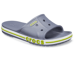 Crocs Bayaband Slides pre mužov, 45-46 EU, M11, Šlapky, Sandále, Papuče, Charcoal/Volt Green, Sivá, 205392-0A3