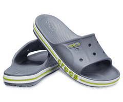 Crocs Bayaband Slides pre mužov, 45-46 EU, M11, Šlapky, Sandále, Papuče, Charcoal/Volt Green, Sivá, 205392-0A3