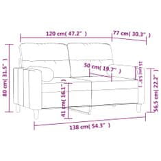 Petromila vidaXL 2-miestna pohovka s vankúšmi hnedá 120 cm látka