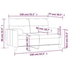 Petromila vidaXL 2-miestna pohovka s vankúšikmi svetložltá 140 cm látka