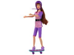 Mamido Sada bábik Lucy so skateboardom fialová