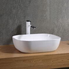 MUVU Umývadlo na dosku, keramika, kúpeľňa, biela, štvorcová, 41x31 cm, REBIKO