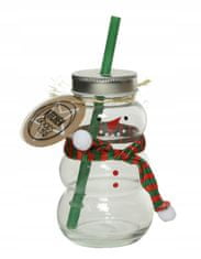Kaemingk Vianočná sklenená nádoba na nápoje so snehuliakom 7,5 x 12,5 cm 1ks