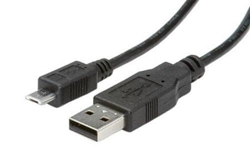 ROLINE Kábel USBA(M) - microUSB B(M), 5 pinov 0,8 m, čierny