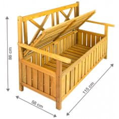 DEMA Drevená záhradná lavička s truhlicou Davos