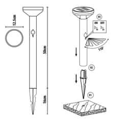 Maclean Solárna LED lampa Maclean, so senzorom, 3 režimy, vstavaná, Li-ion 18650, IP44, 3,7V, 1200 mAh, matný chróm, MCE465 C/M