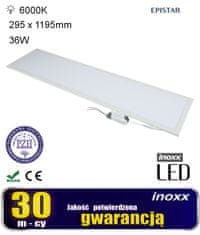 slomart LED stropný panel 120x30 36w lampa tenká kazeta 6000k studená + rám na povrch