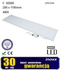 slomart LED stropný panel 120x30 48w lampa tenká kazeta 3000k teplá + rám na povrch