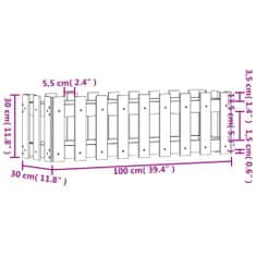 Vidaxl Vyvýšený záhon s dizajnom plotu 100x30x30 cm impregn. borovica