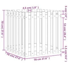 Petromila vidaXL Záhradný kvetináč s dizajnom plotu biely 70x70x70 cm borovica