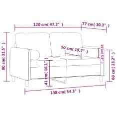 Petromila vidaXL 2-miestna pohovka s vankúšikmi žltá 120 cm zamat