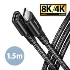 AXAGON BUCM32-CF15AB predlžovací kábel USB-C (M) <-> USB-C (F), 1.5m, USB 20Gbps, PD 240W ALU oplet