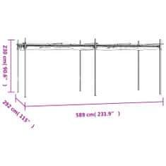 Vidaxl Pergola so zaťahovacou strechou sivohnedá 589x292x230 cm