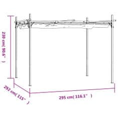 Vidaxl Pergola so zaťahovacou strechou krémová 295x292x230 cm