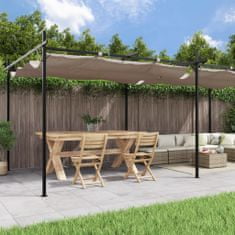 Vidaxl Pergola so zaťahovacou strechou sivohnedá 589x292x230 cm