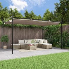 Vidaxl Pergola so zaťahovacou strechou sivohnedá 395x292x230 cm