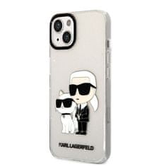 Karl Lagerfeld Kryt na mobil IML Glitter Karl and Choupette NFT na Apple iPhone 13 - průhledný