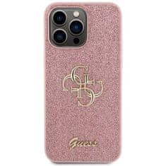 Guess Kryt na mobil Fixed Glitter 4G Metal Logo na Apple iPhone 15 Pro Max - růžový