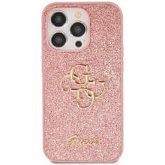 Guess Kryt na mobil Fixed Glitter 4G Metal Logo na Apple iPhone 15 Pro - růžový