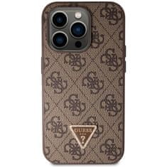 Guess Kryt na mobil 4G Strass Triangle Metal Logo + Crossbody Popruh na Apple iPhone 15 Pro Max - hnědý