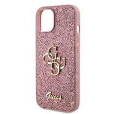 Guess Kryt na mobil Fixed Glitter 4G Metal Logo na Apple iPhone 15 - růžový