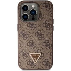 Guess Kryt na mobil 4G Strass Triangle Metal Logo na Apple iPhone 15 Pro - hnědý