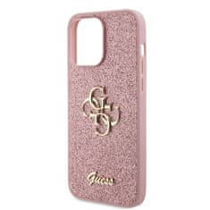 Guess Kryt na mobil Fixed Glitter 4G Metal Logo na Apple iPhone 15 Pro Max - růžový