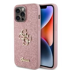 Guess Kryt na mobil Fixed Glitter 4G Metal Logo na Apple iPhone 15 Pro Max - růžový