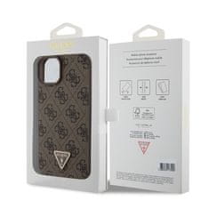 Guess Kryt na mobil 4G Strass Triangle Metal Logo na Apple iPhone 15 Plus - hnědý