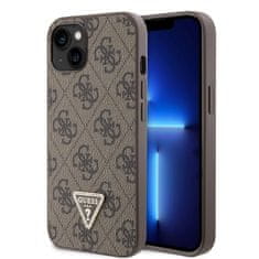 Guess Kryt na mobil 4G Strass Triangle Metal Logo na Apple iPhone 15 - hnědý