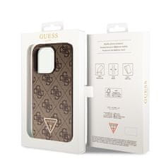 Guess Kryt na mobil 4G Strass Triangle Metal Logo na Apple iPhone 15 Pro - hnědý