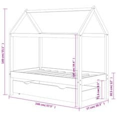 Vidaxl Detský posteľný rám so zásuvkou borovicový masív 70x140 cm