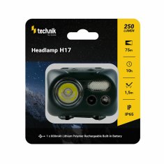 Technik MT-H17 čelovka s pogumovaním, LED CREE L2, Micro-USB, červené svetlo