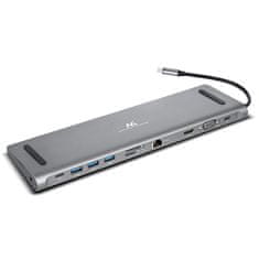 Maclean HUB adaptér Maclean USB dokovacia stanica, Type-C - HDMI / USB 3.0 / USB-C / VGA/ RJ-45, hliníkový kryt, MCTV-850