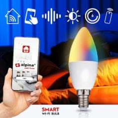 Alpina Chytrá žiarovka LED RGB WIFI biela + farebná E14