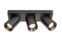 LUCIDE NIGEL - Stropné bodové svietidlo - LED stlmené až teplé - GU10 - 3x5W 2200K/3000K - Čierna oceľ