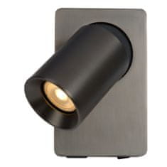 LUCIDE NIGEL - Nástenné bodové svietidlo - LED Dim. - GU10 - 1x5W 3000K - S nabíjacím bodom USB - Čierna oceľ