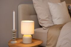 LUCIDE WOOLLY - Stolná lampa - Ø 16 cm - 1xE14 - Krémová