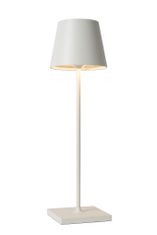 LUCIDE JUSTIN - Nabíjacia stolová lampa Vonkajšia - Batéria - Ø 11 cm - LED Rozm. - 1x2,2W 3000K - IP54 - 3 StepDim - Biela