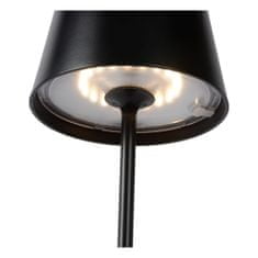 LUCIDE JUSTIN - Nabíjacia stolová lampa Vonkajšia - Batéria - Ø 11 cm - LED Rozm. - 1x2,2W 3000K - IP54 - 3 StepDim - Čierna