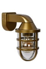 LUCIDE LEWIS - Vonkajšie nástenné svietidlo - 1xE27 - IP44 - matné zlato / mosadz