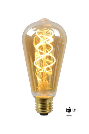 LUCIDE ST64 TWILIGHT SENSOR - Vláknová žiarovka Vonkajšia - Ø 6,4 cm - LED - E27 - 1x4W 2200K - Jantárová