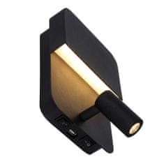 LUCIDE BOXER - Nástenné svietidlo - LED - 1x10W 3000K - S nabíjacím bodom USB - Čierny