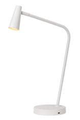 LUCIDE STIRLING - Dobíjacia stojaca lampa na čítanie - Batéria - LED Dim. - 1x3W 2700K - 3 StepDim - Biela