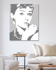 ZUTY Bodkovanie - AUDREY HEPBURN NA ČERVENOM POZADÍ 40x50 cm NO