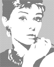 ZUTY Bodkovanie - AUDREY HEPBURN NA ČERVENOM POZADÍ 40x50 cm NO