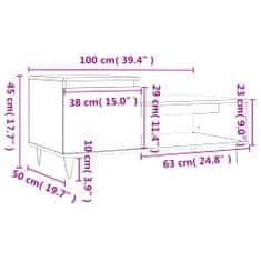 Petromila vidaXL Konferenčný stolík biely 100x50x45 cm spracované drevo