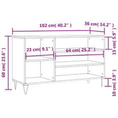 Vidaxl Botník hnedý dub 102x36x60 cm spracované drevo