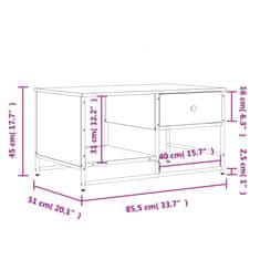 Vidaxl Konferenčný stolík dub sonoma 85,5x51x45 cm kompozitné drevo